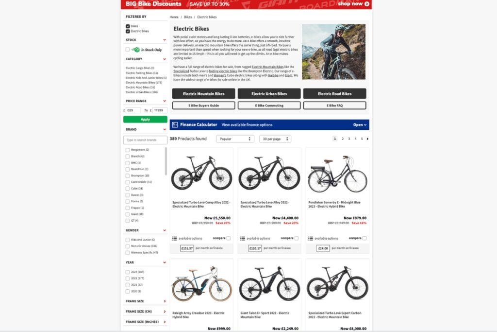 Tredz eBike electric bikes page